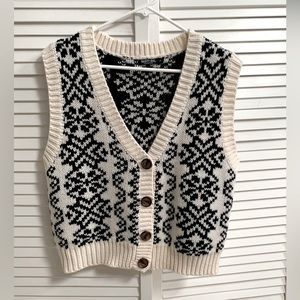 Nasty Gal Black & Cream Knit Sweater Vest